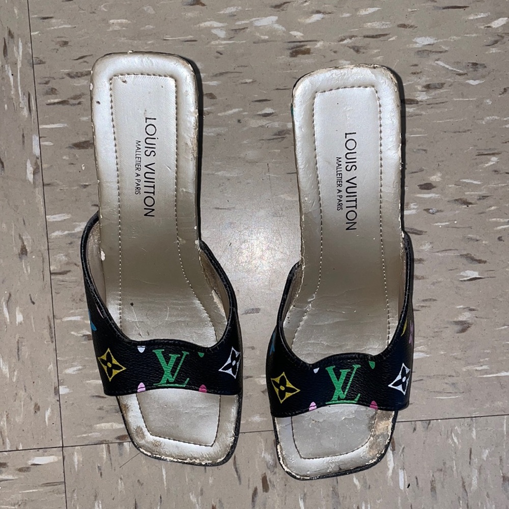 VINTAGE Louis Vuitton wedge mules